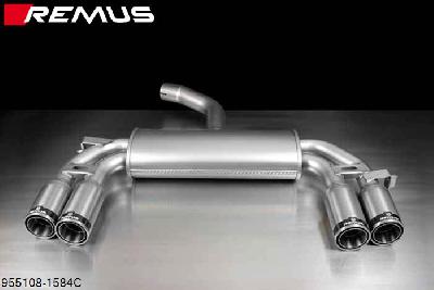 955108 1584C, VW Golf VI, type 1K, Year 2011- , 1.2l 77 kW, Golf VI Cabrio, type 1K, Year 2011- , 1.2l TSI 77 kW (CBZ), Remus Sport exhaust L/R, with 4 tail pipes round 84 mm Street Race