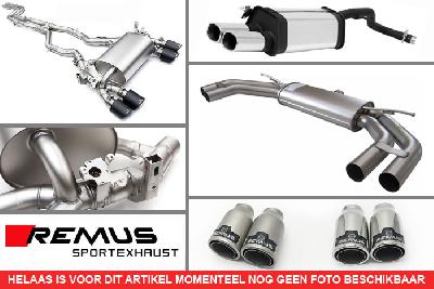 0046 83C, VW Golf VII GTD, type AU, for cars with sport and sound package, Year 2012- , 2.0l GTD 135 kW (CUN), Remus Tail pipe set L/R consisting of 4 tail pipes round 84 mm Street Race, with adjustable spherical clamp connection