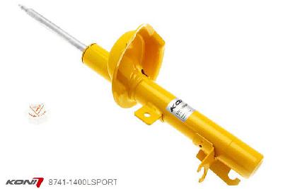 8741-1400LSPORT, Koni Sport schokdemper Vooras links, Ford Sedan en Hatchback, 1998-11/2004, 1.4, 1.6, 1.8, 2.0 + Diesel, 1.8 TDCi: alleen KONI STR.T, Demping instelbaar  d.m.v. stelknop, Standaard lengte , verlaging tot max. -40mm