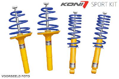 1140-8434, Koni Sport Kit, VW excl. Variant,4-Motion, R,GTI,GTD,DDC 11/2012-2015, vooras 50 mm veerpoten, achter torsion-beam ophanging, voor-as gewicht v.a. 1011 kg, Demping instelbaar vooras d.m.v draaiknop, achteras alleen voor montage  ,  Verlaging : 35mm, Set van 4 Koni geel schokdempers met H&R verlagingsveren