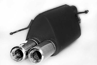 Ulter Sport, Einddemper, Staal, Dubbel Rond 80mm, Fiat, GRANDE PUNTO, 1.2 48kW. 1.4 57kW, 1.4 16V 70kW, 05-, Past op originele middendemper/katalysator