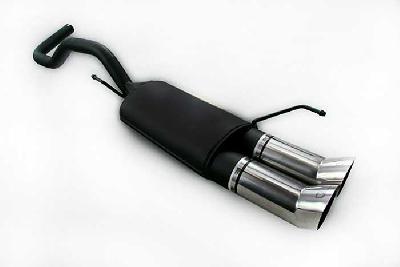 Ulter Sport, Einddemper, Staal, Dubbel Rond 80mm DTM, VW, POLO  6N, 1.0 33kW, 1.3 40kW, 1.4 44kW, 1.6 55kW, 95 - 01, Past op originele middendemper/katalysator