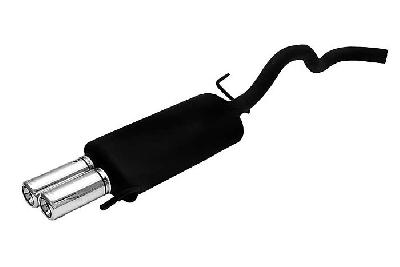 Ulter Sport, Einddemper, Staal, Dubbel Rond 80mm, VW, POLO  6N, 1.0 33kW, 1.3 40kW, 1.4 44kW, 1.6 55kW, 95 - 01, Past op originele middendemper/katalysator