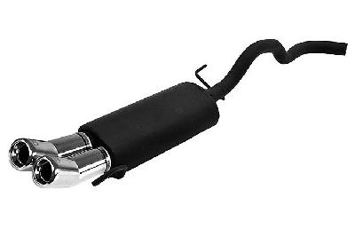 Ulter Sport, Einddemper, Staal, Dubbel Rond 80mm DTM, VW, POLO  6N, 1.0 33kW, 1.3 40kW, 1.4 44kW, 1.6 55kW, 95 - 01, Past op originele middendemper/katalysator