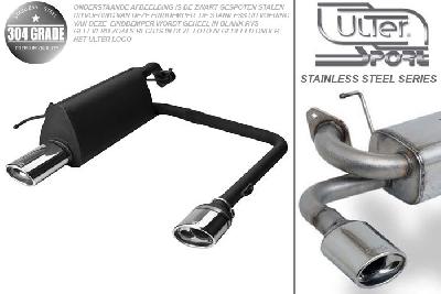 Ulter Sport, Einddemper L+R, Geheel RVS, Enkel Ovaal 95x65mm, Fiat, GRANDE PUNTO, 1.2 48kW. 1.4 57kW, 1.4 16V 70kW, 05-, Pasklaar, Past op originele middendemper/katalysator