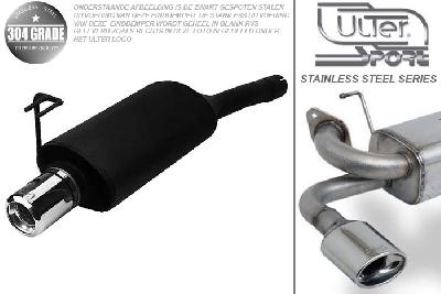 Ulter Sport, Einddemper, Geheel RVS, Enkel Rond 80mm, Fiat, BRAVO, 1.4 12V 55/59kW, 1.6 16V 66/76kW, 97-01, Pasklaar, Past op originele middendemper/katalysator