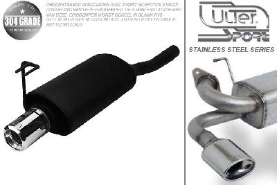 Ulter Sport, Einddemper, Geheel RVS, Enkel Rond 80mm, Fiat, BRAVA, 1.4 12V 55/59kW, 1.6 16V 66/76kW, 97-01, Pasklaar, Past op originele middendemper/katalysator
