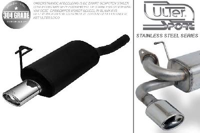Ulter Sport, Einddemper, Geheel RVS, Enkel Ovaal 95x65mm, Fiat, BRAVA, 1.4 12V 55/59kW, 1.6 16V 66/76kW, 97-01, Pasklaar, Past op originele middendemper/katalysator