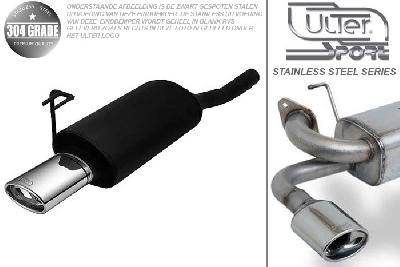 Ulter Sport, Einddemper, Geheel RVS, Enkel Ovaal 120x80mm, Fiat, BRAVA, 1.4 12V 55/59kW, 1.6 16V 66/76kW, 97-01, Pasklaar, Past op originele middendemper/katalysator