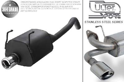 Ulter Sport, Einddemper, Geheel RVS, Enkel Rond 80mm, Ford, KA II, 1.2 51kW, 1.3 TDCi 55kW, 2008-, Pasklaar, Past op originele middendemper/katalysator