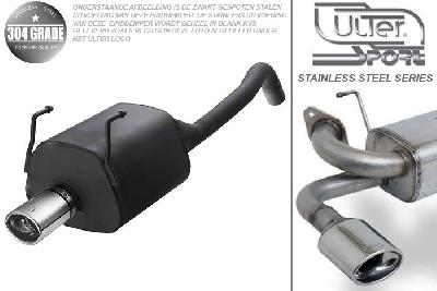 Ulter Sport, Einddemper, Geheel RVS, Enkel Ovaal 95x65mm, Ford, KA II, 1.2 51kW, 1.3 TDCi 55kW, 2008-, Pasklaar, Past op originele middendemper/katalysator