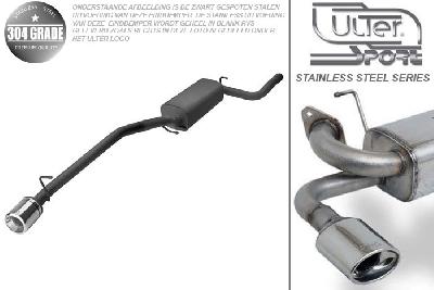 Ulter Sport, Einddemper, Geheel RVS, Enkel Rond 80mm, Ford, FOCUS II, 1.4 16V 59kW, 1.6 16V 74/85kW, 1.8 16V 92kW, 2.0 16V 107kW, 1.8 TDCi 85 kW, 2005-, HATCHBACK, Pasklaar, Past op originele middendemper/katalysator