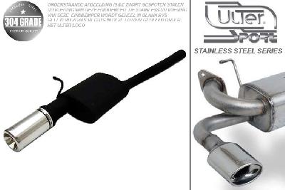 Ulter Sport, Einddemper, Geheel RVS, Enkel Rond 100mm, Ford, FOCUS I, 1.4i 55kW, 1.6i 74kW, 1.8i 85kW, 2.0i 96kW, 98-2005  COMBI, Pasklaar, Past op originele middendemper/katalysator