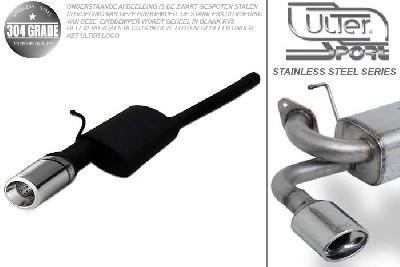 Ulter Sport, Einddemper, Geheel RVS, Enkel Rond 100mm, Ford, FOCUS I, 1.4i 55kW, 1.6i 74kW, 1.8i 85kW, 2.0i 96kW, 98-2005  SEDAN, Pasklaar, Past op originele middendemper/katalysator