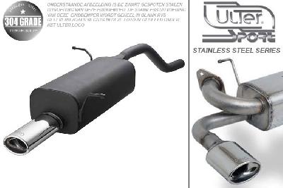 Ulter Sport, Einddemper, Geheel RVS, Enkel Ovaal 95x65mm, Ford, FIESTA VII, 1.25 44/60kW, 1.4 71KW, 08/2008-, Pasklaar, Past op originele middendemper/katalysator