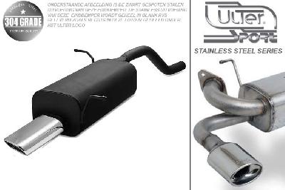 Ulter Sport, Einddemper, Geheel RVS, Enkel plat ovaal 145x75mm, Ford, FIESTA VII, 1.25 44/60kW, 1.4 71KW, 08/2008-, Pasklaar, Past op originele middendemper/katalysator