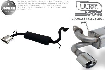 Ulter Sport, Einddemper, Geheel RVS, Enkel plat ovaal 145x75mm, Honda, CRX, 1.6 16V 91/96kW, 87-92, Pasklaar, Past op originele middendemper/katalysator
