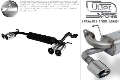 Ulter Sport, Einddemper L+R, Geheel RVS, Dubbel Rond 80mm DTM, Honda, CRX, 1.6 16V 91/96kW, 87-92, Pasklaar, Past op originele middendemper/katalysator