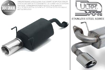 Ulter Sport, Einddemper, Geheel RVS, Enkel Rond 80mm, Honda, CIVIC V, 1.3 16V 55kW, 1.5i 16V 66kW, 1.6i 16V 92kW, 92-96  HATCHBACK, Pasklaar, Past op originele middendemper/katalysator