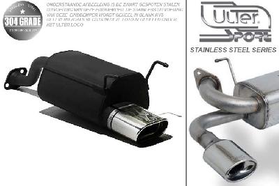 Ulter Sport, Einddemper, Geheel RVS, Enkel plat ovaal 145x75mm, Honda, CIVIC V, 1.3 16V 55kW, 1.5i 16V 66kW, 1.6i 16V 92kW, 92-96  HATCHBACK, Pasklaar, Past op originele middendemper/katalysator