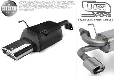 Ulter Sport, Einddemper, Geheel RVS, Enkel plat ovaal 145x75mm*, Honda, CIVIC V, 1.5i 16V 66kW, 1.6i 16V 92kW, 92-96   SEDAN, COUPE EJ1 EJ2, Pasklaar, Past op originele middendemper/katalysator