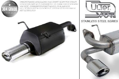 Ulter Sport, Einddemper, Geheel RVS, Enkel Ovaal 120x80mm*, Honda, CIVIC V, 1.5i 16V 66kW, 1.6i 16V 92kW, 92-96   SEDAN, COUPE EJ1 EJ2, Pasklaar, Past op originele middendemper/katalysator