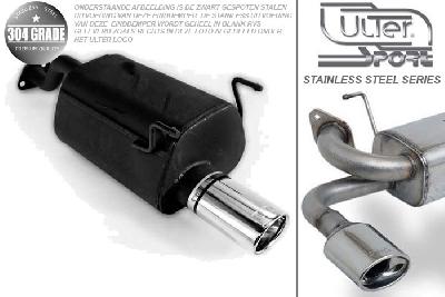 Ulter Sport, Einddemper, Geheel RVS, Enkel Ovaal 95x65mm, Honda, CIVIC VI, 1.4 16V 55/66kW, 1.5 VTEC-E 16V 85kW, 1.6 16V 85kW, 96-01   HATCHBACK   3D, Pasklaar, Past op originele middendemper/katalysator