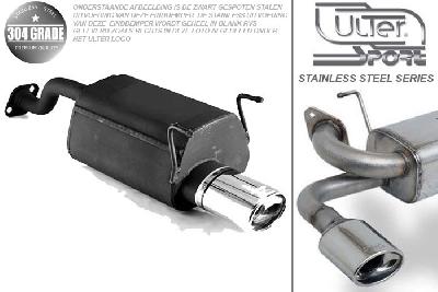 Ulter Sport, Einddemper, Geheel RVS, Enkel Ovaal 120x80mm, Honda, CIVIC VI, 1.4 16V 55/66kW, 1.5 VTEC-E 16V 85kW, 1.6 16V 85kW, 96-01   HATCHBACK   3D, Pasklaar, Past op originele middendemper/katalysator