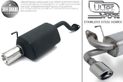 Ulter Sport, Einddemper, Geheel RVS, Enkel Rond 80mm, Honda, CIVIC VI, 1.4 66kW, 1.5 84kW, 1.6 77/92kW, 96-01, SEDAN, COUPE EJ6, Pasklaar, Past op originele middendemper/katalysator