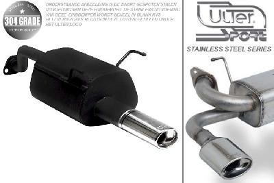 Ulter Sport, Einddemper, Geheel RVS, Enkel Ovaal 95x65mm, Honda, CIVIC VI, 1.4 66kW, 1.5 84kW, 1.6 77/92kW, 96-01, SEDAN, COUPE EJ6, Pasklaar, Past op originele middendemper/katalysator