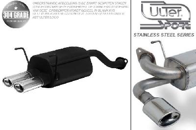 Ulter Sport, Einddemper, Geheel RVS, Dubbel Ovaal 95x65mm, Honda, CIVIC VII, 1.4 16V 66kW, 1.6 16V 81kW, 2002-2006, HATCHBACK, Pasklaar, Past op originele middendemper/katalysator
