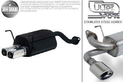 Ulter Sport, Einddemper, Geheel RVS, Dubbel Rechthoek 80x65mm, Honda, CIVIC VII, 1.4 16V 66kW, 1.6 16V 81kW, 2002-2006, HATCHBACK, Pasklaar, Past op originele middendemper/katalysator