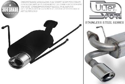 Ulter Sport, Einddemper, Geheel RVS, Enkel Ovaal 95x65mm, Nissan, ALMERA, 1.4 55/64kW, 1.6 66/73kW, 07/95-02/00   HATCHBACK, Pasklaar, Past op originele middendemper/katalysator