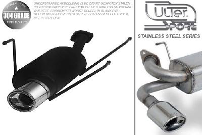 Ulter Sport, Einddemper, Geheel RVS, Enkel Ovaal 120x80mm, Nissan, ALMERA, 1.4 55/64kW, 1.6 66/73kW, 07/95-02/00   HATCHBACK, Pasklaar, Past op originele middendemper/katalysator