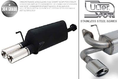 Ulter Sport, Einddemper, Geheel RVS, Dubbel Rond 80mm, Opel, ZAFIRA-A, 1.6 16V 74/76kW, 1.8 16V 85/92kW, 04/99-03, Pasklaar, Past op originele middendemper/katalysator