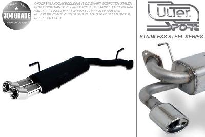 Ulter Sport, Einddemper, Geheel RVS, Dubbel Rond 80mm DTM, Opel, VECTRA-B  (facelift), 1.6 16V 74kW, 1.8 16V 92kW, 2.0 16V 108kW, 09/99-09/2002, COMBI, Pasklaar, Past op originele middendemper/katalysator