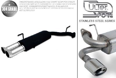 Ulter Sport, Einddemper, Geheel RVS, Dubbel Rond 80mm DTM, Opel, VECTRA-B  (facelift), 1.6 16V 74kW, 1.8 16V 92kW, 2.0 16V 108kW, 09/99-09/2002, COMBI, Pasklaar, Past op originele middendemper/katalysator
