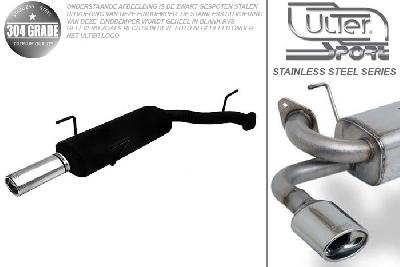 Ulter Sport, Einddemper, Geheel RVS, Enkel Ovaal 95x65mm, Opel, VECTRA-B, 1.6 16V 74kW, 1.8 16V 85kW, 2.0 16V 100kW, 09/95-09/99, COMBI, Pasklaar, Past op originele middendemper/katalysator