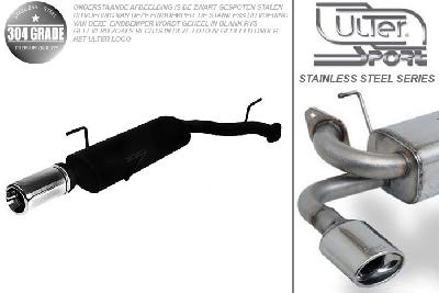 Ulter Sport, Einddemper, Geheel RVS, Enkel Rond 100mm, Opel, VECTRA-B, 1.6 16V 74kW, 1.8 16V 85kW, 2.0 16V 100kW, 09/95-09/99, COMBI, Pasklaar, Past op originele middendemper/katalysator