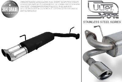 Ulter Sport, Einddemper, Geheel RVS, Dubbel Rond 80mm DTM, Opel, VECTRA-B, 1.6 16V 74kW, 1.8 16V 85kW, 2.0 16V 100kW, 09/95-09/99, COMBI, Pasklaar, Past op originele middendemper/katalysator