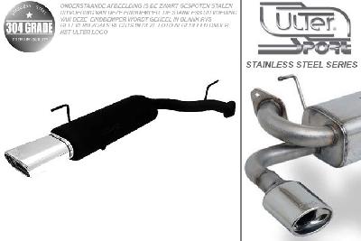 Ulter Sport, Einddemper, Geheel RVS, Enkel plat ovaal 145x75mm, Opel, VECTRA-B, 1.6 16V 74kW, 1.8 16V 85kW, 2.0 16V 100kW, 09/95-09/99, Hatchback.   Sedan, Pasklaar, Past op originele middendemper/katalysator