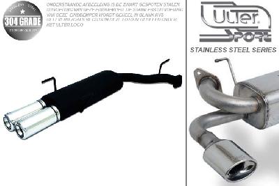 Ulter Sport, Einddemper, Geheel RVS, Dubbel Rond 80mm, Opel, VECTRA-B, 1.6 16V 74kW, 1.8 16V 85kW, 2.0 16V 100kW, 09/95-09/99, Hatchback.   Sedan, Pasklaar, Past op originele middendemper/katalysator