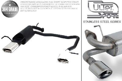 Ulter Sport, Einddemper L+R, Geheel RVS, Enkel plat ovaal 145x75mm, Opel, VECTRA-B, 1.6 16V 74kW, 1.8 16V 85kW, 2.0 16V 100kW, 09/95-09/99, Hatchback.   Sedan, Pasklaar, Past op originele middendemper/katalysator