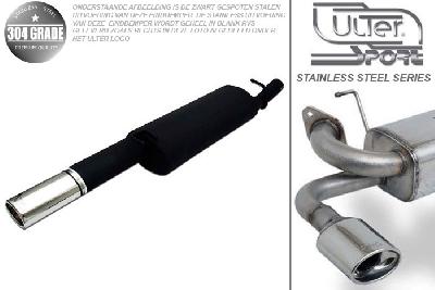 Ulter Sport, Einddemper, Geheel RVS, Enkel Ovaal 95x65mm, Opel, VECTRA-A, 1.4 55kW, 1.6 52/55/60kW, 1.8 66kW, 1.8GT 66kW, 2.0 85kW, 88-95  Hatchback, Pasklaar, Past op originele middendemper/katalysator