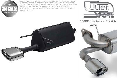 Ulter Sport, Einddemper, Geheel RVS, Enkel plat ovaal 145x75mm, Opel, ASTRA-H, 1.3CDTi 66kW, 1.7CDTi 59/74kW, 1.9CDTi 88/110kW, 2003-  COMBI, Pasklaar, Past op originele middendemper/katalysator