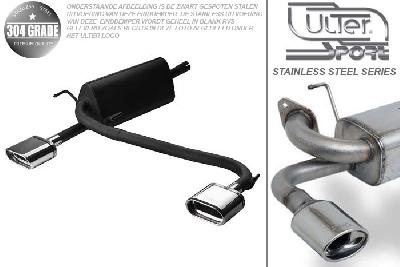 Ulter Sport, Einddemper L+R, Geheel RVS, Enkel plat ovaal 145x75mm, Opel, ASTRA-H, 1.3CDTi 66kW, 1.7CDTi 59/74kW, 1.9CDTi 88/110kW, 2003-  COMBI, Pasklaar, Past op originele middendemper/katalysator
