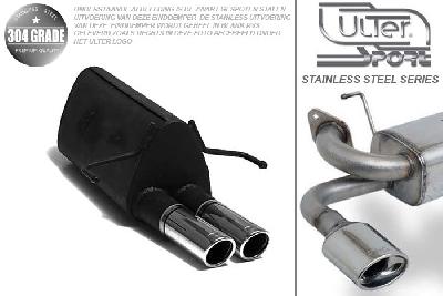 Ulter Sport, Einddemper, Geheel RVS, Dubbel Rond 70mm, Opel, ASTRA-H, 1.3CDTi 66kW, 1.7CDTi 59/74kW, 1.9CDTi 88/110kW, 2003-  HATCHBACK 5D. GTC WITHOUT CUT OUT IN BUMPER, Pasklaar, Past op originele middendemper/katalysator