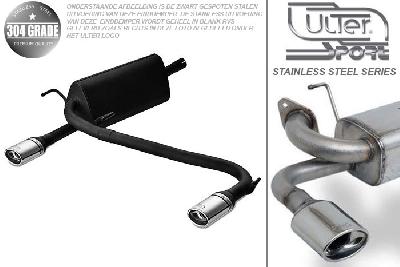 Ulter Sport, Einddemper L+R, Geheel RVS, Enkel Ovaal 95x65mm, Opel, ASTRA-H, 1.3CDTi 66kW, 1.7CDTi 59/74kW, 1.9CDTi 88/110kW, 2003-  HATCHBACK 5D. GTC WITHOUT CUT OUT IN BUMPER, Pasklaar, Past op originele middendemper/katalysator