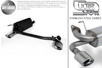 Ulter Sport, Einddemper L+R, Geheel RVS, Enkel Ovaal 120x80mm, Opel, ASTRA-H, 1.3CDTi 66kW, 1.7CDTi 59/74kW, 1.9CDTi 88/110kW, 2003-  HATCHBACK 5D. GTC WITHOUT CUT OUT IN BUMPER, Pasklaar, Past op originele middendemper/katalysator
