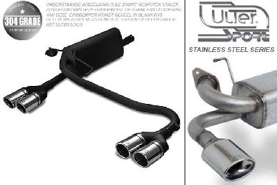 Ulter Sport, Einddemper L+R, Geheel RVS, Dubbel Rond 70mm, Opel, ASTRA-H, 1.4i 66kW, 1.6i 77kW, 1.8i 92kW, 2003-  COMBI, Pasklaar, Past op originele middendemper/katalysator